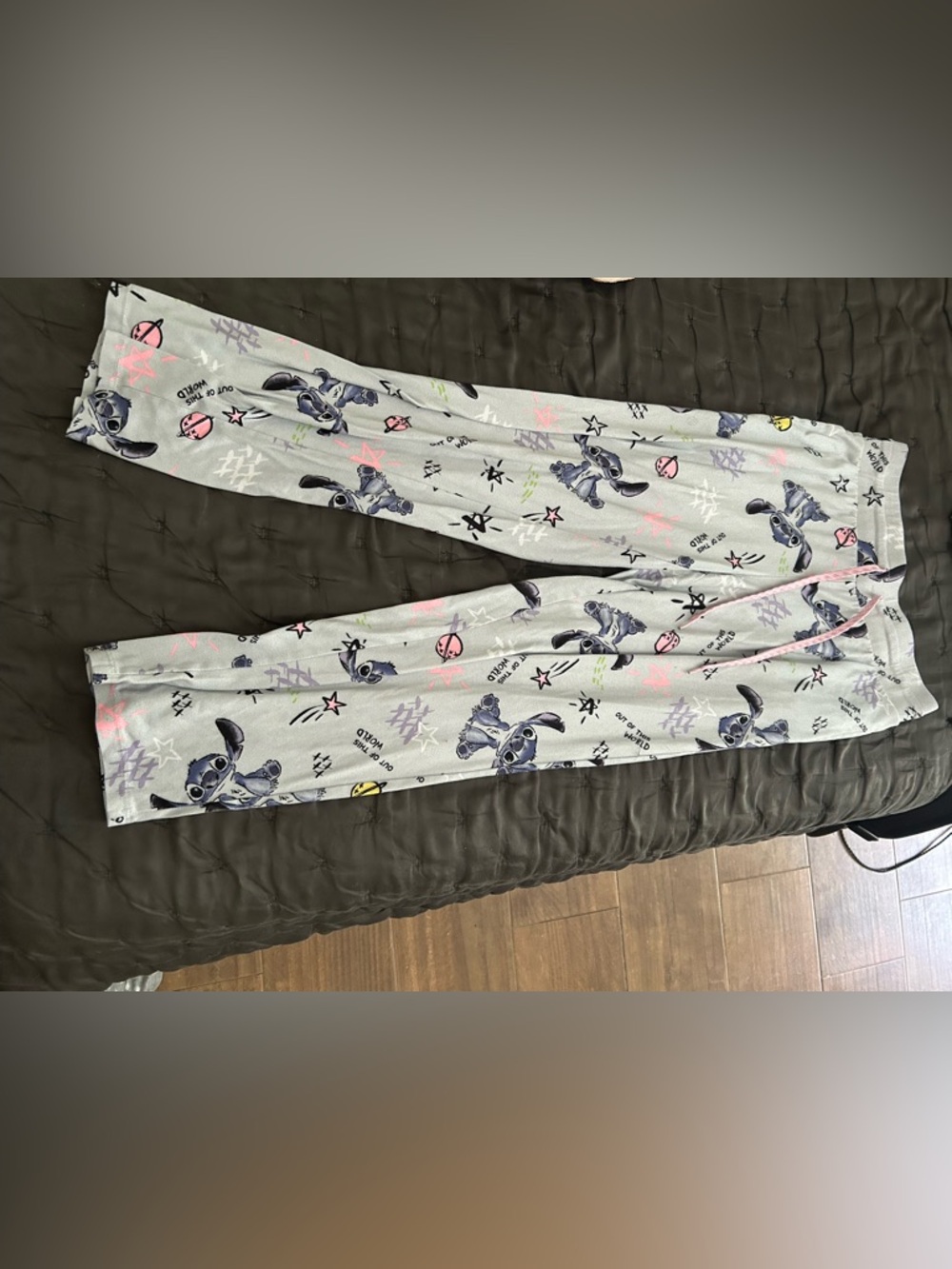 Girls' Gray Stitch Print Lounge Joggers